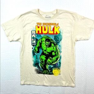 Marvel Kids Cream Hulk T-Shirt Size M 8 The Incredible Hulk print Vintage style